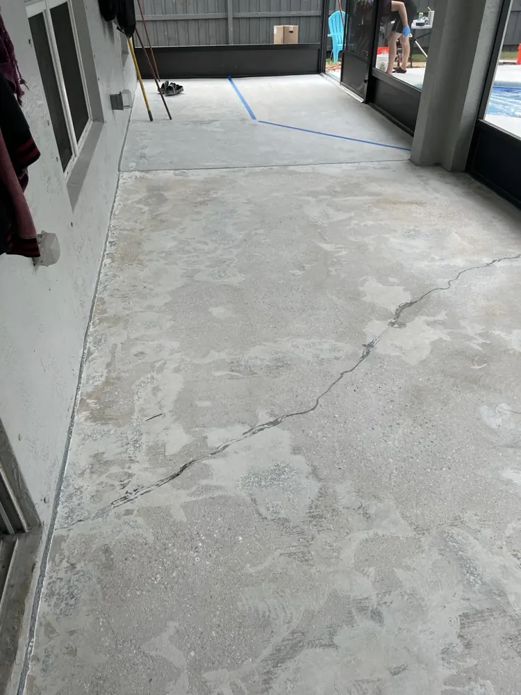 Concrete surface during preparation on an Apex patio project